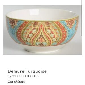 222 Fifth Demure Turquoise Set 5 Cereal Soup Bowls 5.5" Paisley Pier One